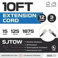 thumbnail image 2 of Iron Forge Cable 12 Gauge 10 ft Outdoor Extension Cord, SJTOW 12/3 10 Foot Heavy Duty Extension Cord 3 Prong, Oil Resistant & Flame Retardant - Lighted End, 2 of 7