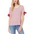 thumbnail image 1 of maison Jules Camiseta básica con mangas anudadas para mujer, rojo, grande, 1 of 2