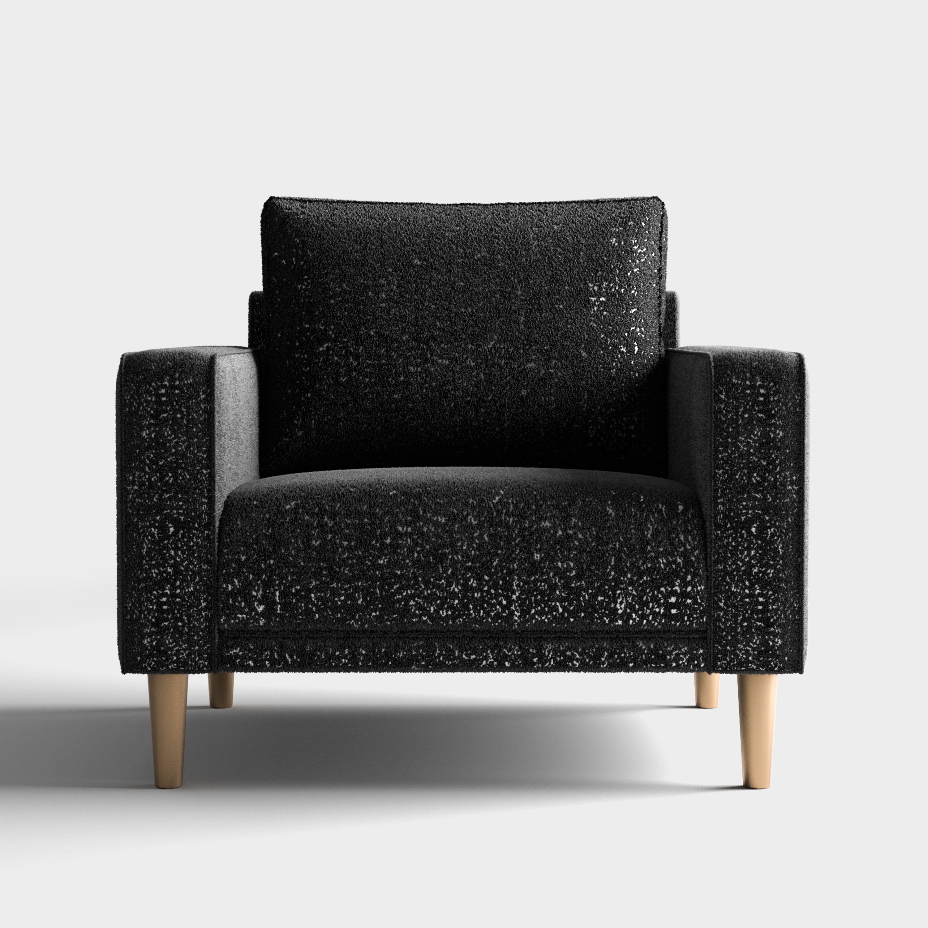 Furniture of America Doux Black MCM Custom Boucle Upholstered Fabric Welt Trim Armchair Living Room Accent Chair
