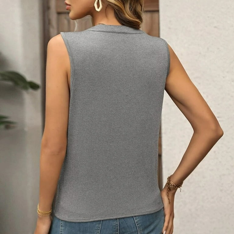 CARCOS Plus Size Tank Tops For Women - V-Neck Sleeveless Cami, Floral Grey, Sizes XL-5XL