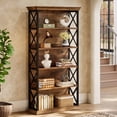 thumbnail image 3 of Finmind 71-inch Tall Bookshelf, 6-Tier Industrial Bookshelves and Bookcases, Freestanding Display Shelves for Living Room, Bedroom, Brown & Black, 3 of 7