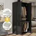 thumbnail image 6 of MEISSALIVVE Wardrobe Closet with 4 Doors and Hanging Rod, 74.8" Freestanding Armoire Storage Cabinet, Large Modern Bedroom Wardrobe, Black, 6 of 8