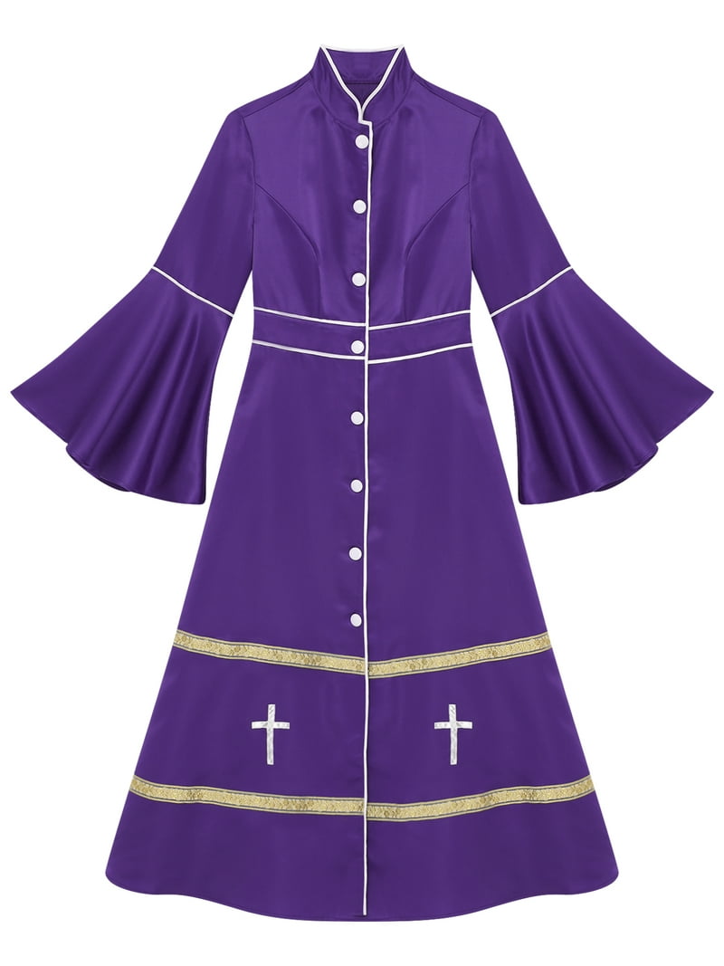 Eandarui Church Choir Robe for Women Flare Sleeve Pastor Clergy Dress  Cassock Robe Liturgical Purple M - Walmart.com