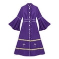 thumbnail image 5 of Sxiwei Women's Clergy Robe Church Cassock Cosplay Costume Choir Maxi Dress Liturgical Pastor Purple XXL, 5 of 7