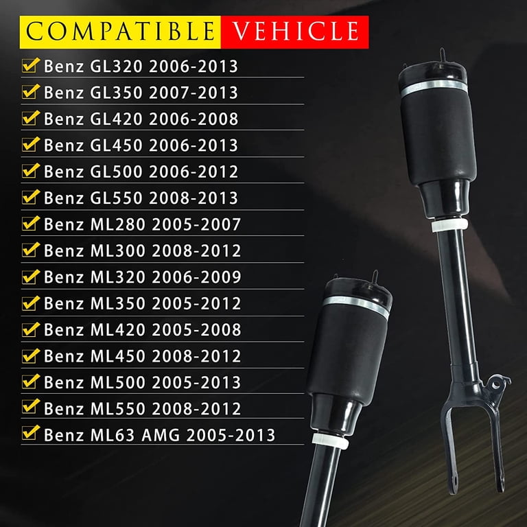 Front Pair Air Suspension Bags Spring For Mercedes W164 ML350 X164 GL450 GL550