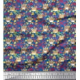 thumbnail image 1 of Soimoi Poly Georgette Fabric Leaves & Tribal Bear Face Tribal Print Sewing Fabric Yard 52 Inch Wide, 1 of 1