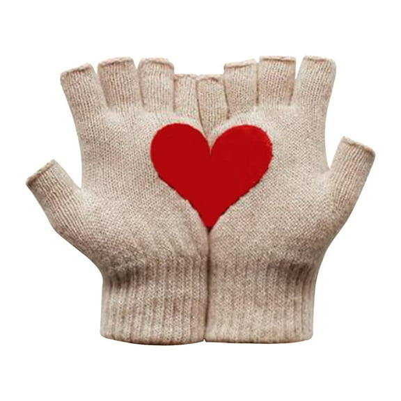Women's Woolen Gloves - Thickened Printed Half Finger Design for Autumn and Winter Outdoor Activities Warm and Cold Proof Convenience