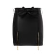 thumbnail image 6 of KOMOO Women Leather Pencil Skirt,Zipper Bowknot Tied Bodycon Skirts High Waist A-line Skirt, 6 of 8
