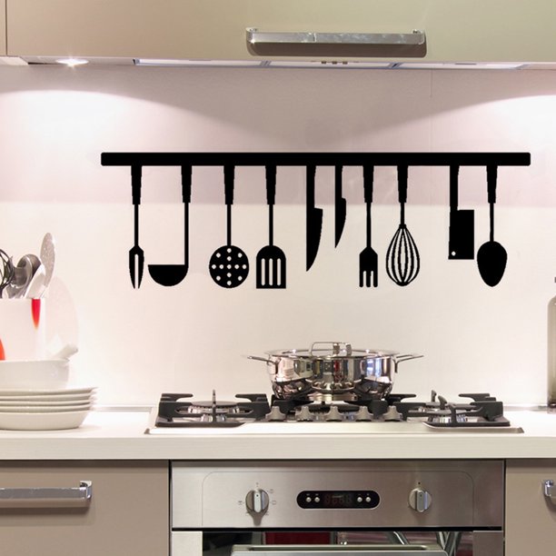 Gwong Decoración hogareña Cocina Ware Utensilio Utensilio EggBeater Fork Etiqueta de pared Calcomanía Decoración de la casa Gwong 21011632