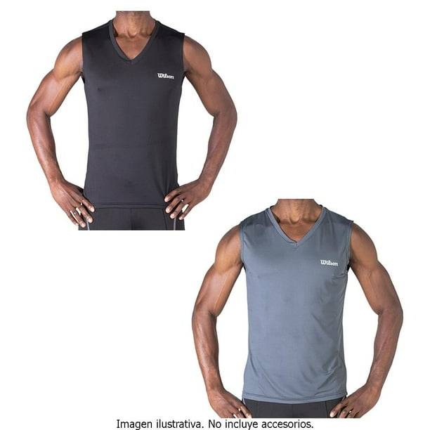 Playera Wilson Talla M Cuello Redondo Caballero Paquete 2 Piezas Negro y Gris oxford