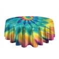 thumbnail image 5 of Colorful Rainbow Tie Dye Spiral Pattern Round Tablecloth 60"x60",Wrinkle Wipeable Table Cloth for Kitchen Dining Room Picnic Patio Party, 5 of 6