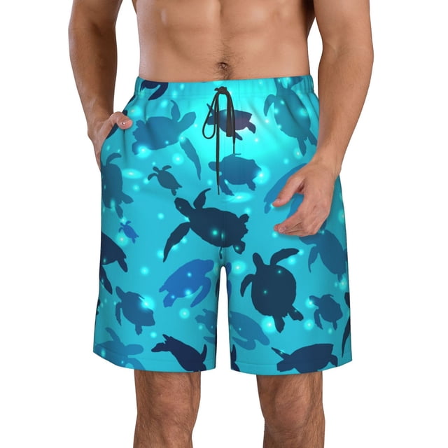 Balery World Turtle Day Traje de Baño Estilo Hawaiano para Hombre, Shorts de Secado Rápido con Bolsillos-XX-Large