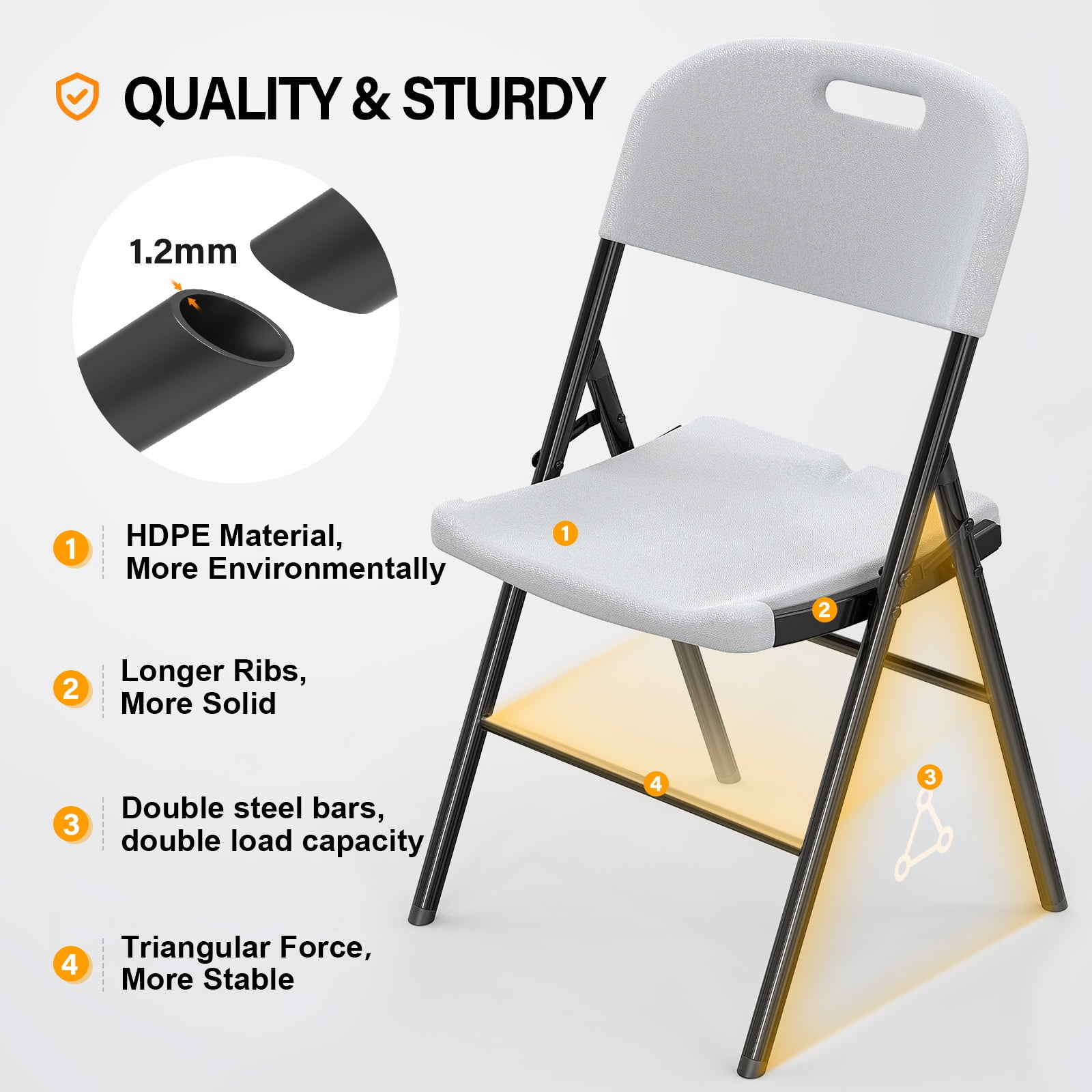 Ktaxon 4 Packs Portable Plastic Folding Chair w/ Handle White for Party Wedding Camping Picnic, Adult, Outdoor and Indoor Portable Chairs, Plstic Chairs