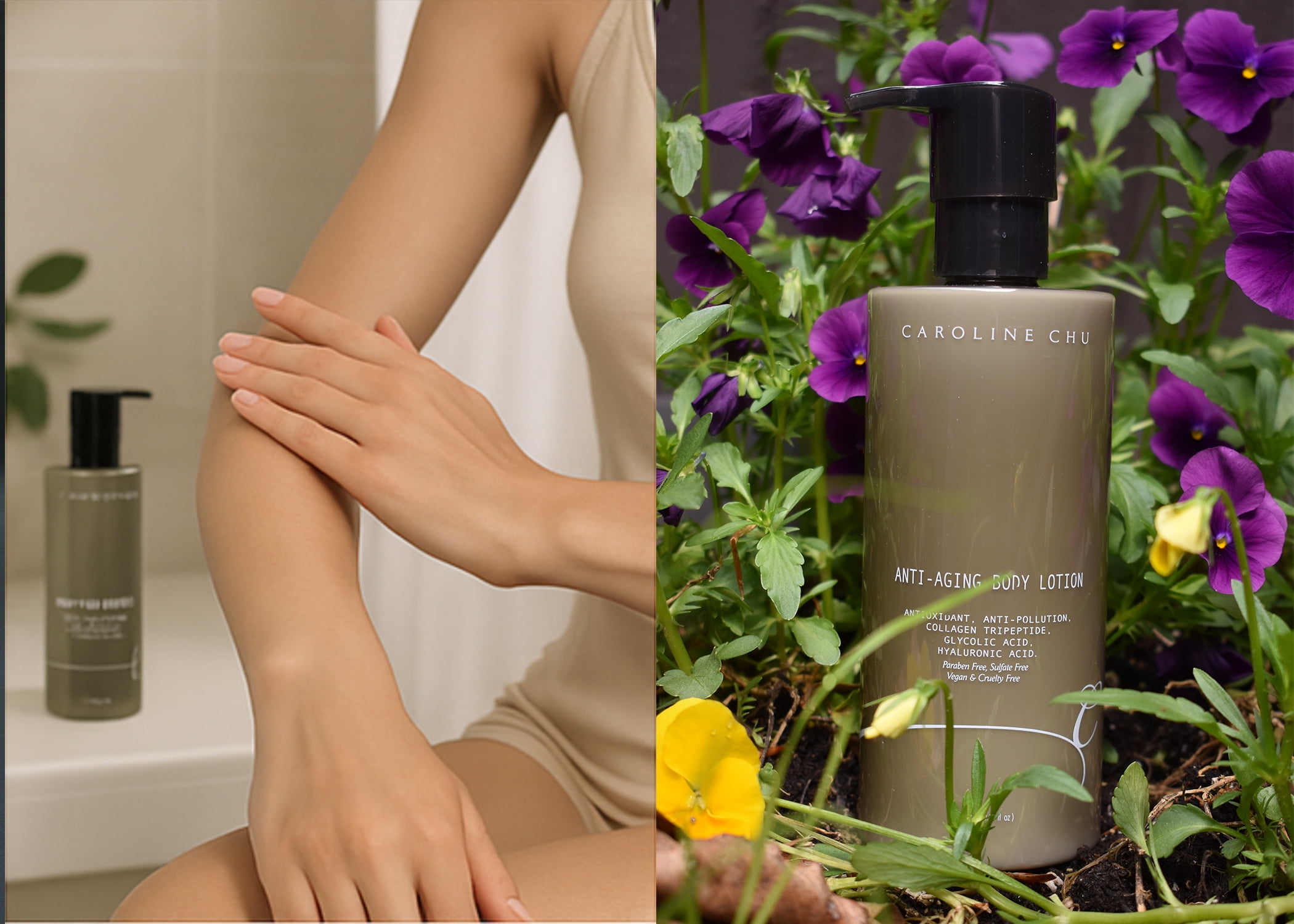 Caroline Chu Anti-Aging Body Lotion -  Antioxidant, Anti-Pollution, Collagen Tripeptide, Glycolic Acid, Hyaluronic Acid
