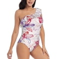 thumbnail image 3 of Honeii Lilies Flowers for women's one-piece swimsuit featuring a chic one-shoulder design experience elegance and style in the water-X-Large, 3 of 6