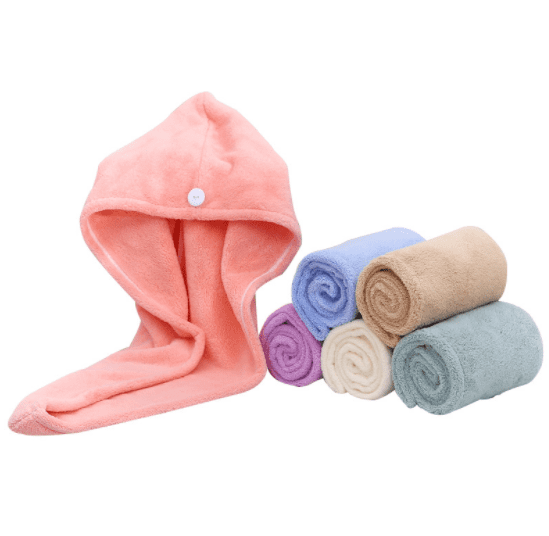 Super Absorbent Home Hair Towel Cap Salon Dry Hair Hat G-TASTE Hair Turban Towel Microfiber Hair Drying Towel with Buttons Fasten
