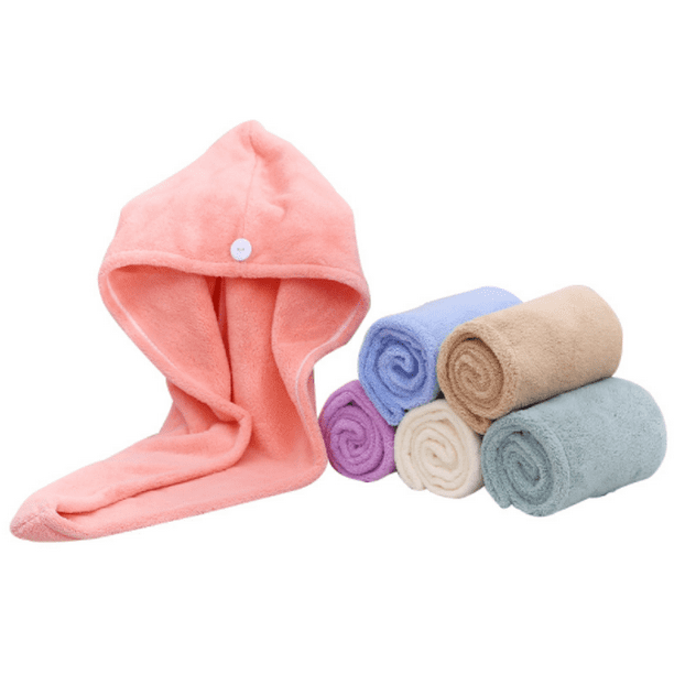 Microfiber Hair Towel Wrap for Women Girls, Quick Dry Towel Hair Drying  Towels with Button, Soft Hair Drying Turban for Long Curly Thick  Hair(Random 