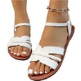 thumbnail image 3 of Domuza Women'S Fashion Casual Round Toe Flat Sandals With Woven Design Comfortable White 8（EU-40）, 3 of 6