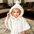 thumbnail image 5 of HJYCHN Cape Poncho Outerwear with Hood and Tie Closure Soft Lined Winter Wear for Toddlers Cozy Fashion Beige 2-3 Years, 5 of 6