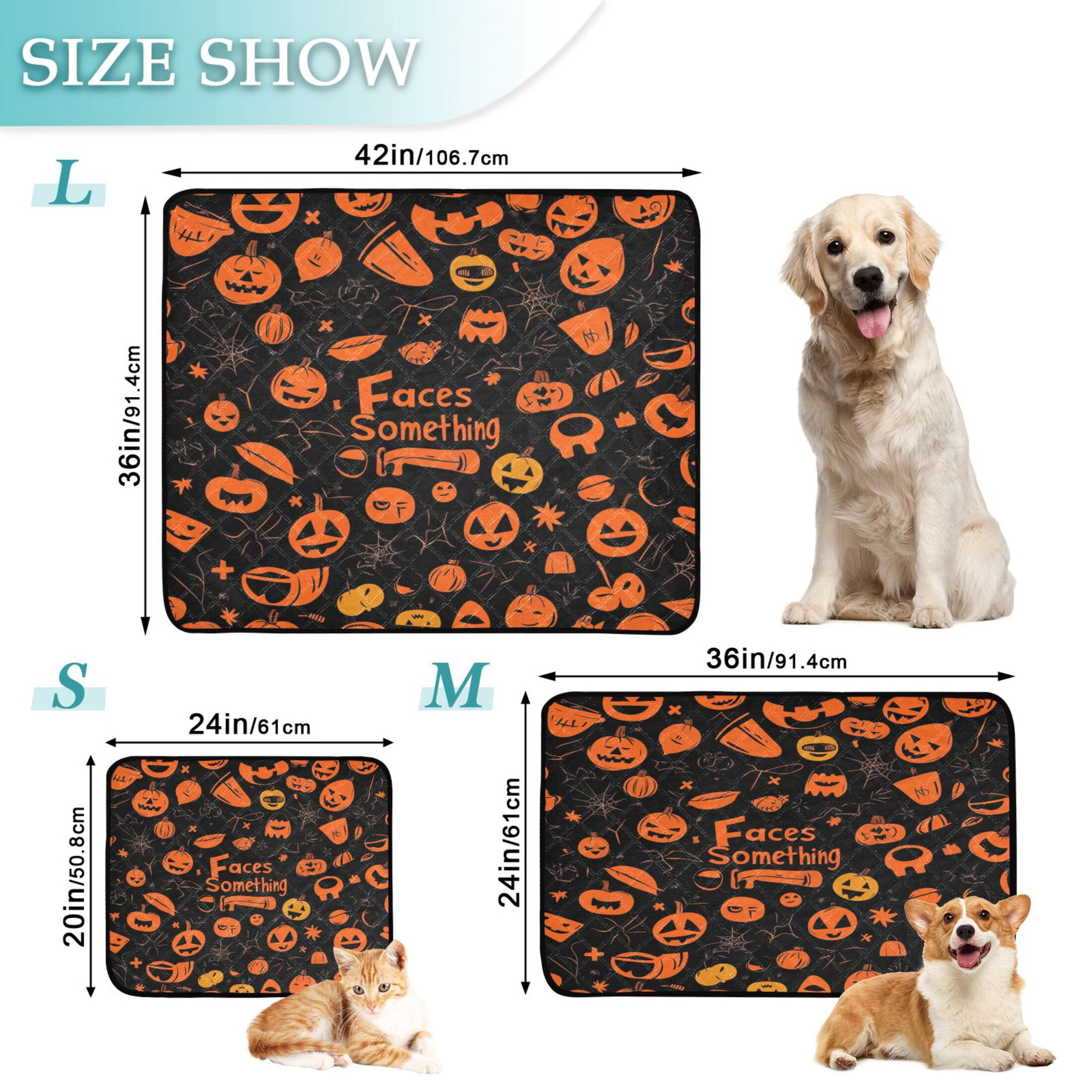 Qxltty Pattern Of Black and Orange Halloween Symbols Cat litter Pads Pet Set of 2 Diaper Mats Center Anti-leakage Layer Absorbent Soft and Comfortable
