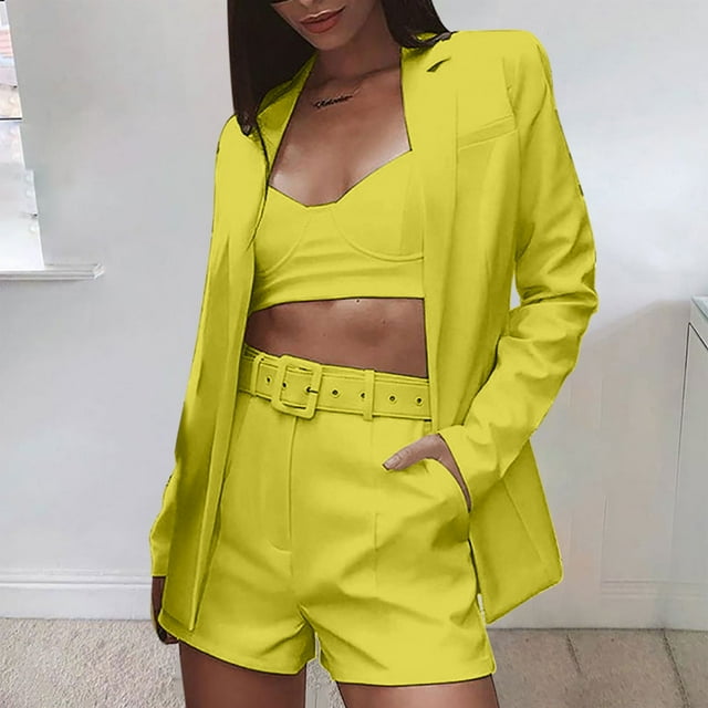 ICHUANYI Clearance Summer Women's Two Piece Set Short Sleeve Sexy Cardigan Casual Shorts Suit ICHUANYI "ICHUANYI"