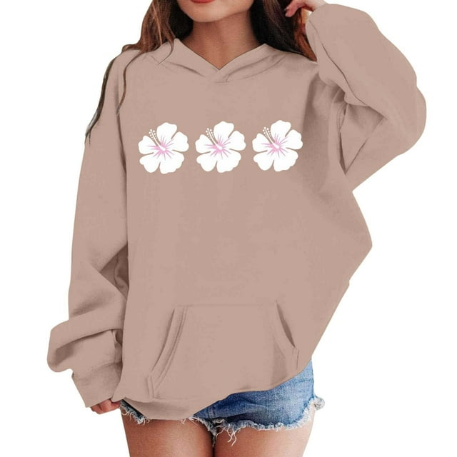 Liyamei Chandail à Capuchon et Chandails en Molleton pour Filles pour l'Hiver Tenue Décontractée Col Rond Imprimé Lettre Chandail pour Enfants de 2 à 13 Ans Activités Extérieures et Confort Quotidien Taille 5-6 Ans