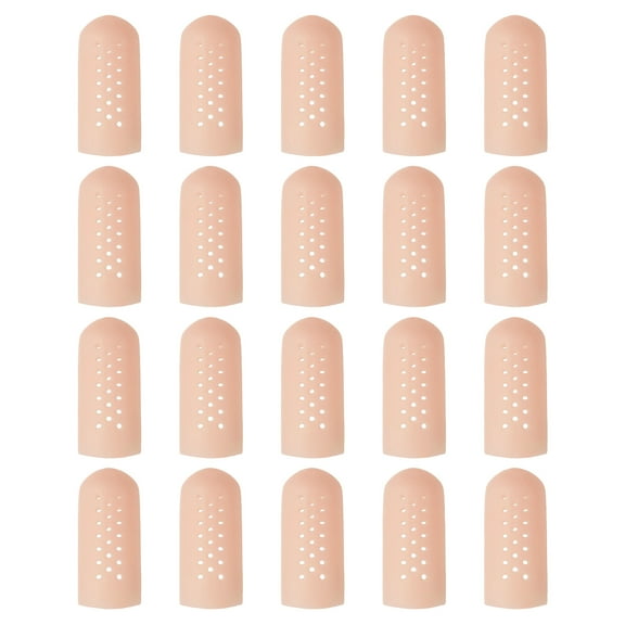 Uxcell Silicone Finger Tips Protectors Gloves Breathable Fingertip Caps Reusable with Air Holes for Dry Skin Finger, 1.77x0.67inch, 20 Pcs