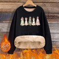 thumbnail image 2 of Danhjin Christmas Sweatshirts for Women Fleece Lined Festive Print Oversized Pullover Tops Long Sleeve Loose Crew Neck Fall Winter Fashion Casual Warm Shirts, 2 of 7