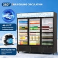 thumbnail image 4 of IdealHouse Commercial Refrigerator, Three Glass Door Display Beverage Fridge, 55 Cu ft Upright Beverage Cooler Merchandiser with Soft LED Light, Adjustable Shelves and Swivel Castors, Fast Cooling, 4 of 6