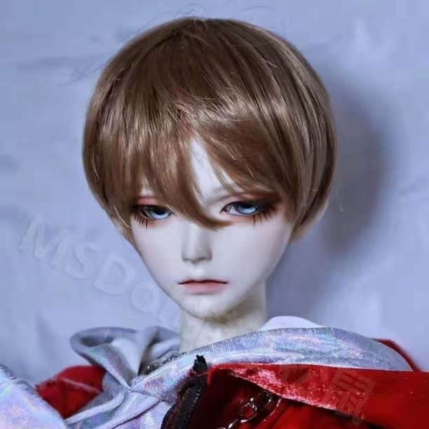 Peluca de pelo corto para niños, accesorio de cabeza de 60cm, 21-23cm, 1/3 Bjd, juguete DIY para niños, negro, marrón para elegir