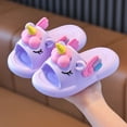 thumbnail image 2 of TOWED22 Toddler Little Kids Slide Sandals Comfy Non-slip Unicorn Summer Beach Pool Water Shoes Thick Sole Boys Girls Shower Slippers(Purple,1), 2 of 6