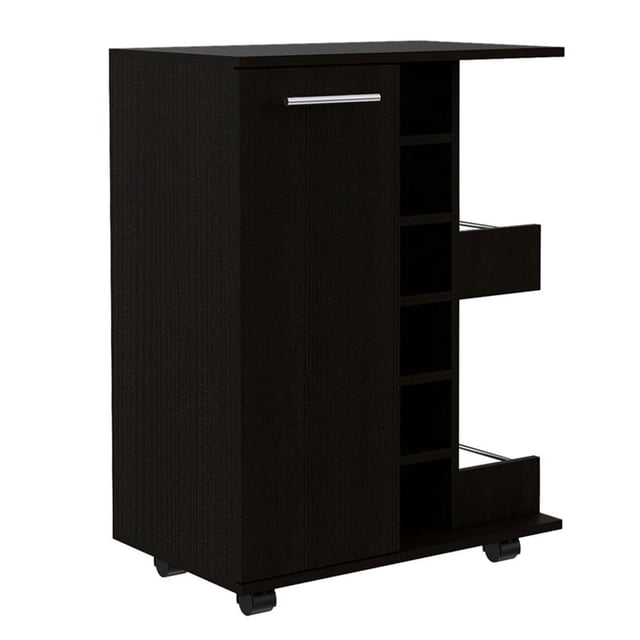 TUHOME Bar Cart Engineered Wood Bar Carts in Black