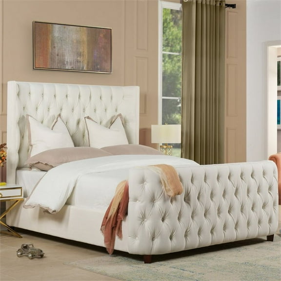 Brooklyn Queen Tufted Bed, Antique White