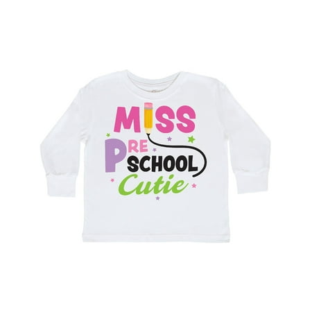 

Inktastic Miss Preschool Cutie with Pencil and Stars Gift Toddler Toddler Girl Long Sleeve T-Shirt