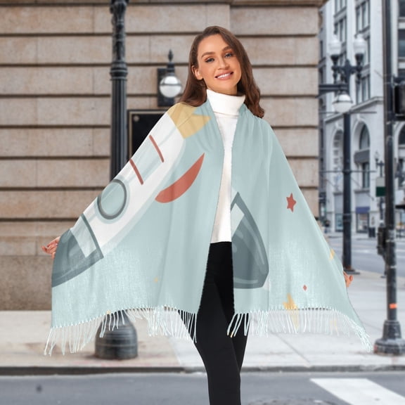 Rockets in Green Winter Scarf for Women Fashion Warm Long Soft Blanket Scarves Gifts