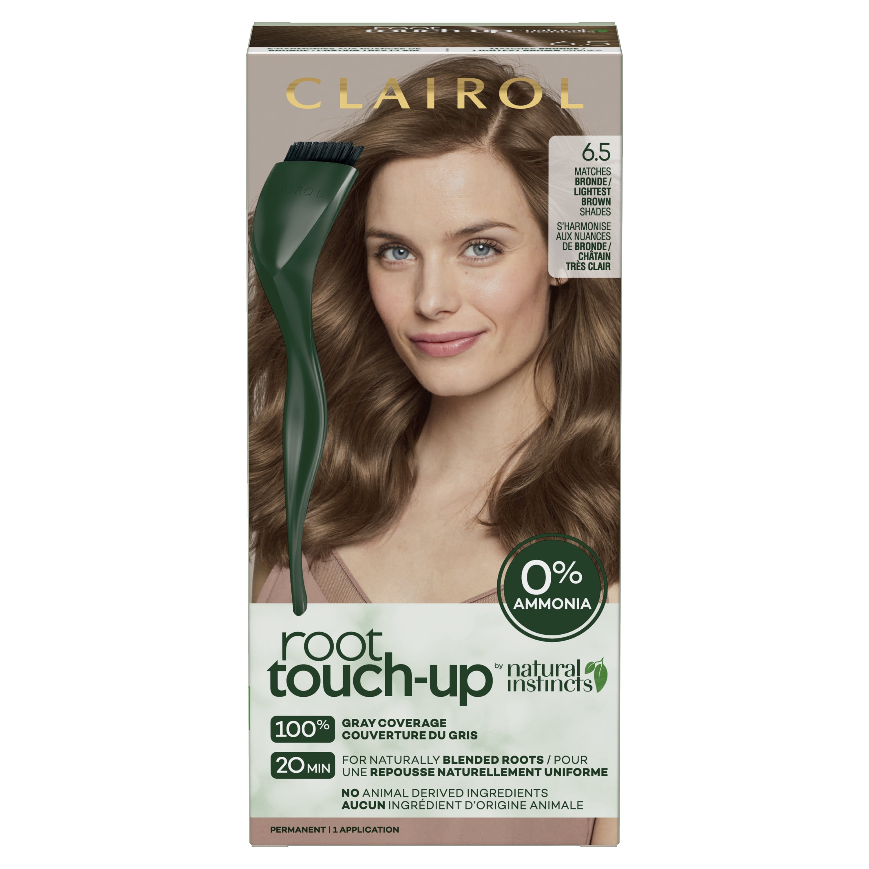 (2 pack) Clairol Root Touch-Up by Natural Instincts Hair Dye, Ammonia-Free Permanent Hair Color, 6.5 Bronde,1 Application