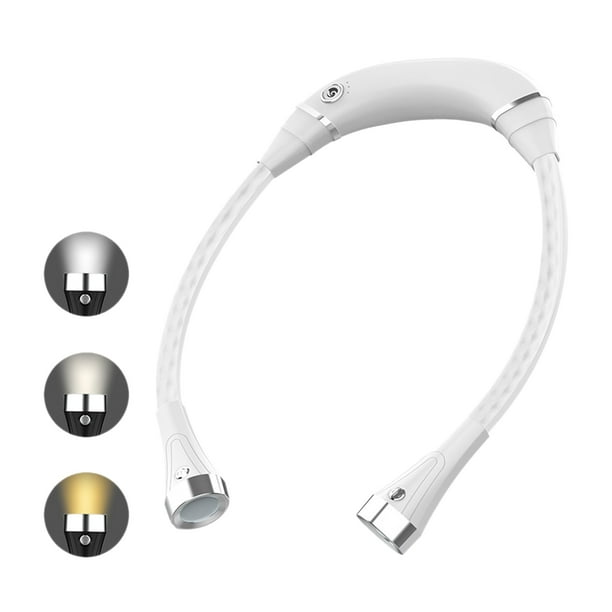 Luz de lectura para el cuello Plegable USB recargable Luz LED para libros 3 modos de luz Abrazo para TOMSHOO Blanco
