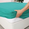thumbnail image 3 of PiccoCasa Brushed Microfiber Fitted Sheet 16" Deep Mattress Protector, Full Turquoise, 3 of 6