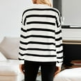 thumbnail image 5 of Krdevn Women's Casual Long Sleeve Striped T Shirt Crew Neck Basic Top Blouse for Daily Wear Fall Winter,Women's Tops, Tees & Blouses,Size:L, 5 of 7