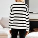 thumbnail image 4 of MHFRRA Camiseta Informal de Manga Larga a Rayas para Mujer, Cuello Redondo, Blusa Básica para Uso Diario, Vacaciones, Otoño e Invierno. Blanco, 4 of 6