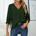 thumbnail image 2 of Mujeres Casual Moda Cómodo Jersey Manga Larga Con Cuello En V Blusas Soild Camiseta Pompotops  FGAJ15302, 2 of 9