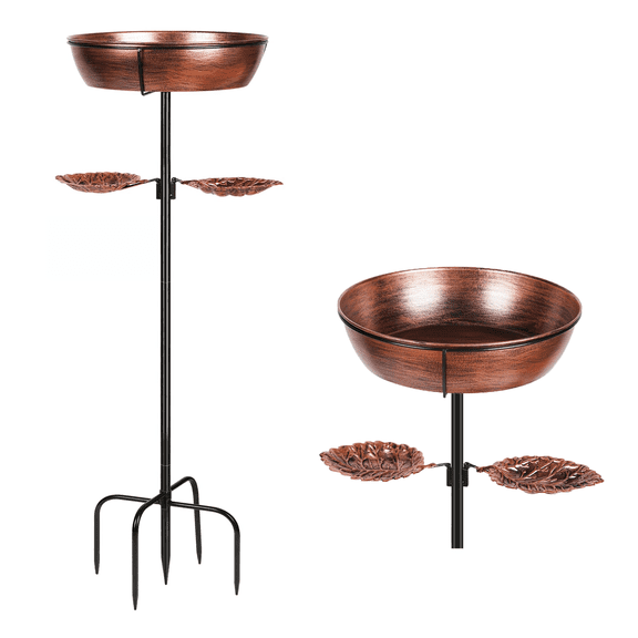 Bird Bath & Feeder Station, Removable Bowl&4-Prong Base, Rust-Proof for Garden Yard ,Bronze Metal Outdoor Birdbath