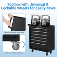 thumbnail image 3 of 6-Drawer Rolling Tool Cabinet, Mobile Toolbox with Wheels, Lockable Tool Storage Organizer with Drawer Liners, Black, 3 of 8