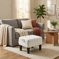 thumbnail image 2 of LEDREM Small Ottoman Foot Stool with Thick Cushion, Footrest with Sturdy Angled Legs for Living Room, Bedroom, Entryway, White and Black, 2 of 7