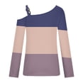 thumbnail image 5 of Npasoilc One Shoulder Tops For Women Casual Long Sleeve Color Block Stitching Pullover Top Comfy Soft Fall Tops Office Business Blouse Trendy Tunic Tops, 5 of 5
