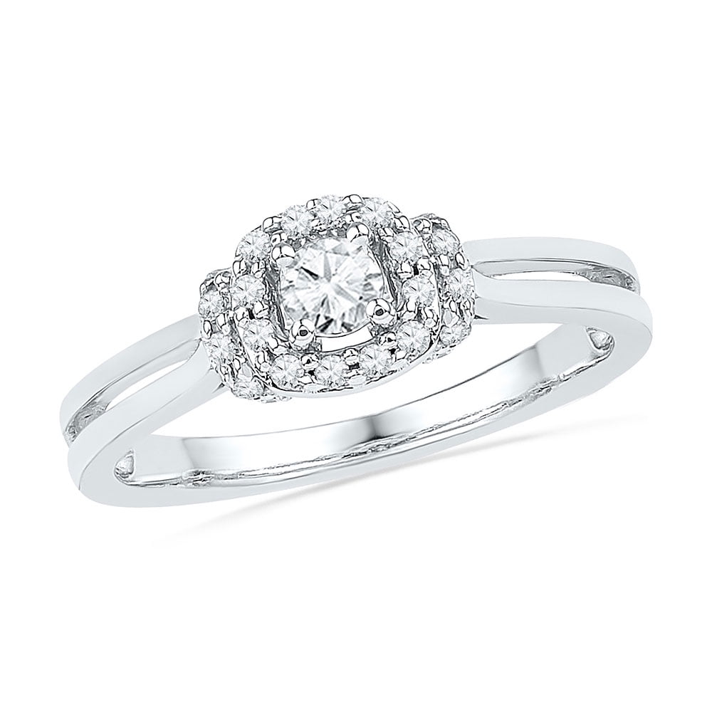10kt White Gold Womens Round Diamond Solitaire Bridal Wedding