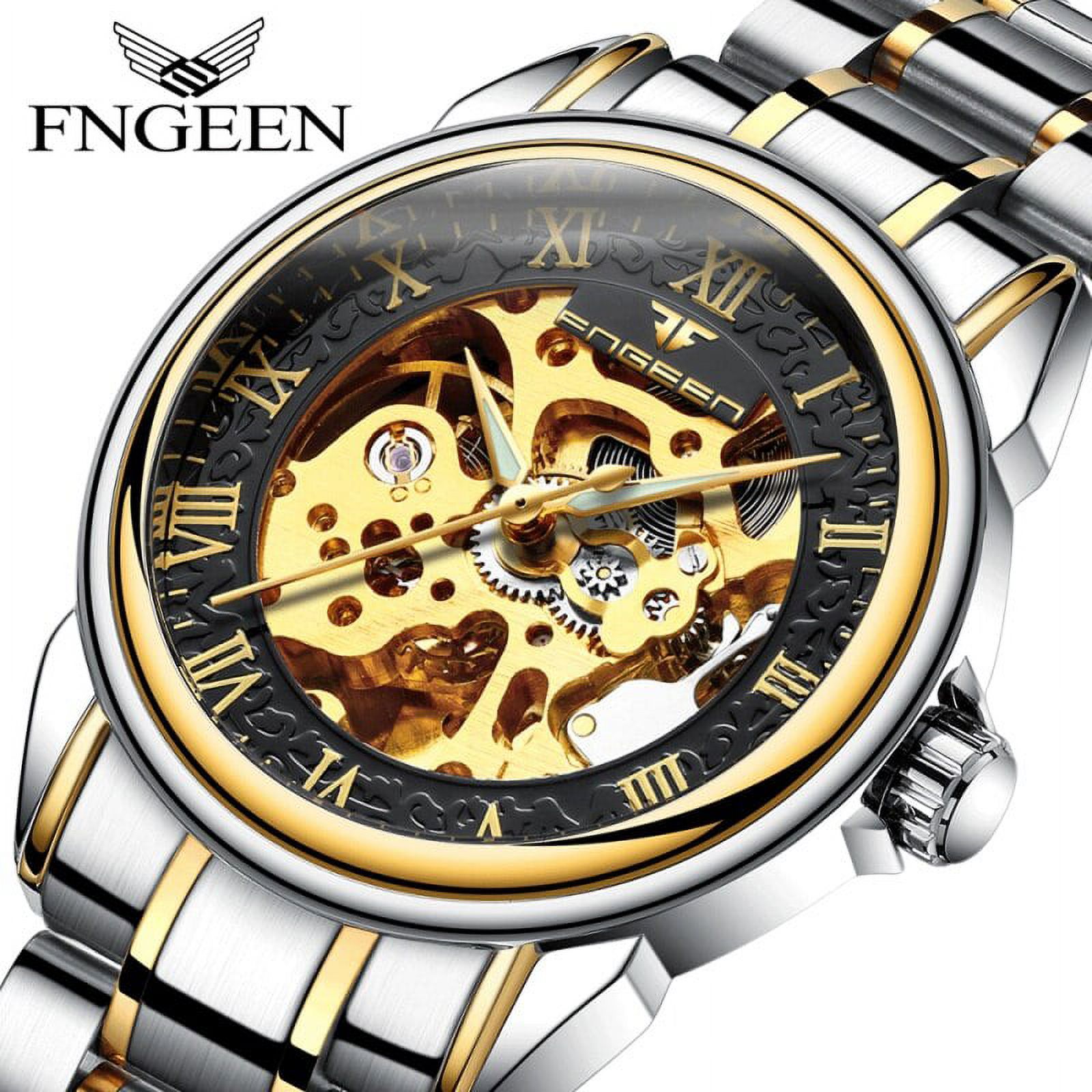 Fngeen Brand Men's Watch Waterproof Fashion Student Men's Watch Double-Sided Hollow Automatic Mechanical Watch - image 2 of 6