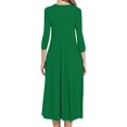 thumbnail image 5 of Zpanxa Plus Size Dress for Women, Solid 3/4 Sleeve Empire Waist Dress, Round Neck Fall Dress Casual Midi T-Shirt Dress Green 3XL, 5 of 5