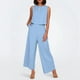 thumbnail image 2 of Conjunto de dos piezas de lino para mujer, camiseta sin mangas y pantalones anchos de cintura alta, conjuntos de verano, tallas M-XXXL., 2 of 6
