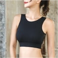 thumbnail image 2 of Open Back Sports Bra Women Yoga Bras Solid Sleeveless Cold Shoulder Casual Tanks Blouse Tops V-Neck Seamless Bra Feature Hook and Eye Closure Soft Bra Style Y-544 , Black L, 2 of 4